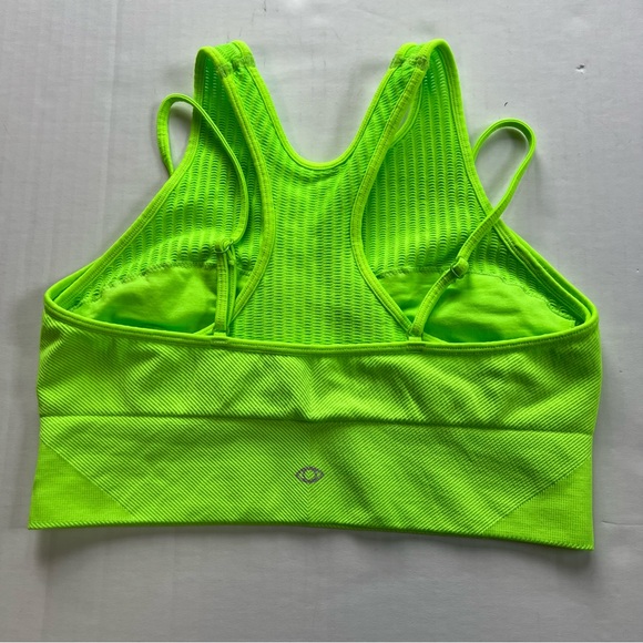 Sofia Active by Sofia Vergara Seamless Rib Sports Bra Neon Green Small (4-6) - Picture 2 of 3